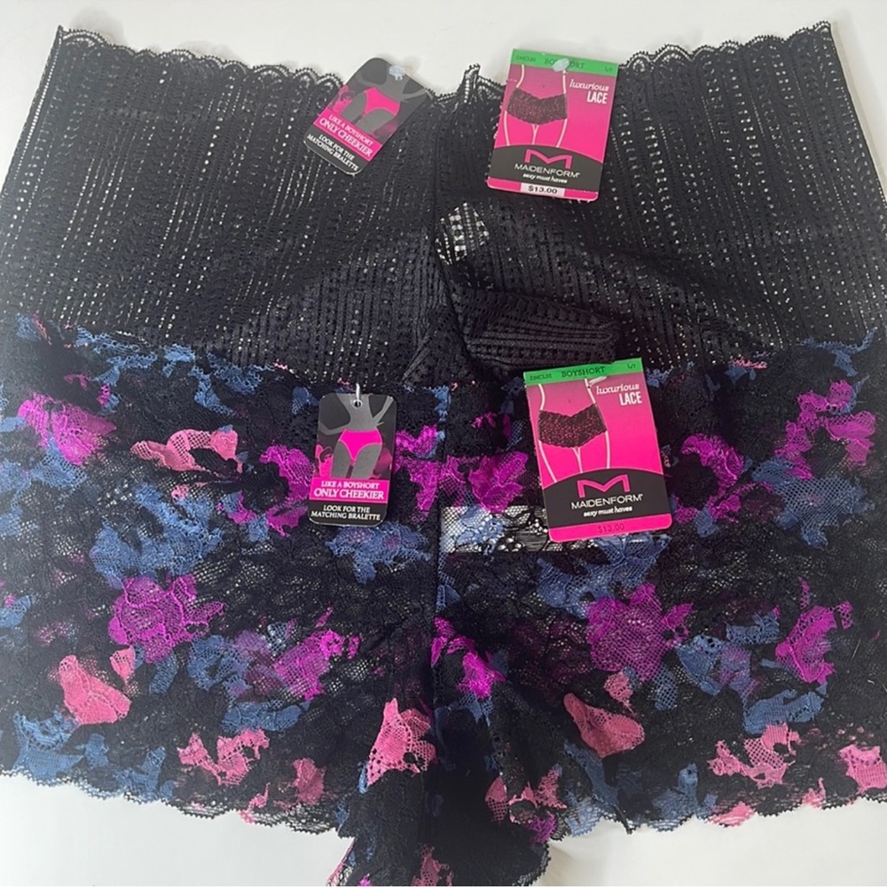 Maidenform Sexy Must Haves Luxurious Lace Boyshorts Panties 2 Pairs Large